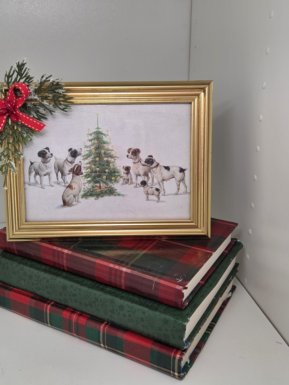 Handcrafted Vintage-Inspired 5x7 Christmas Jack Russell Art Print Frame